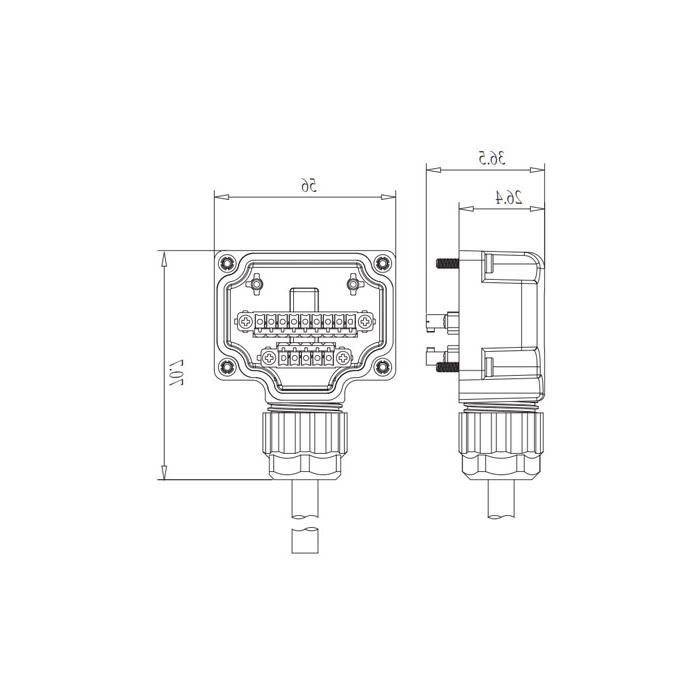 For M12 junction box (base), 8 way, single channel, non-flexible cable with top cover and PVC, grey sheathing, 24T0E3-XXX