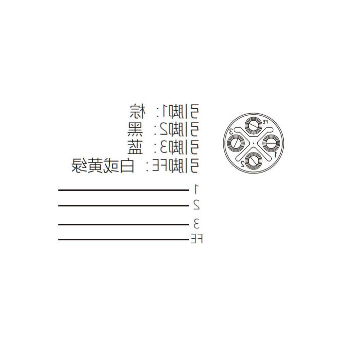 M12 4Pin S-coded、公头90°、单端预铸PVC非柔性电缆、灰色护套64SP61-XXX